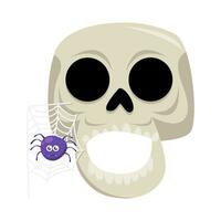 spider with spider web in skull illustration vector