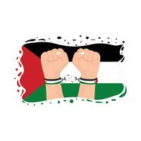 free palestine hand gesture with flag palestine illustration vector