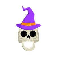 spooky hat witch in skull illustration vector