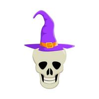 spooky hat witch in skull illustration vector