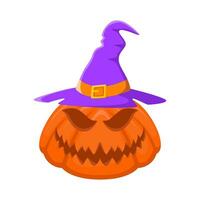 spooky hat witch in pumpkin illustration vector