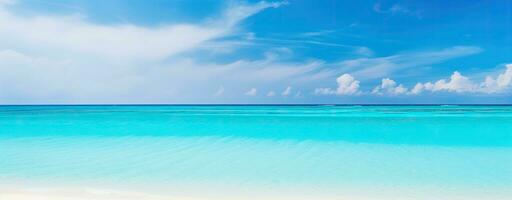 ai generado sereno playa paraíso con claro azul cielo y tranquilo mar foto