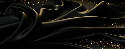 AI generated Luxurious Golden and Black Silky Fabric Undulating Elegantly photo