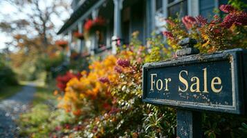 AI generated Home for Sale Sign in Front of House photo