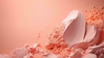 AI generated Abstract Peach Tones, Delicate Cosmetic Powder Explosion Elegance. photo