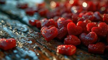ai generado rojo corazones simbolizando amor y San Valentín día foto