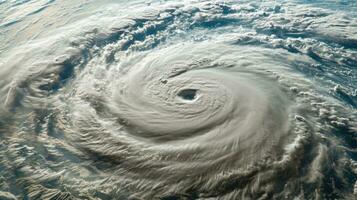 ai generado aéreo satélite ver de un poderoso tropical ciclón foto