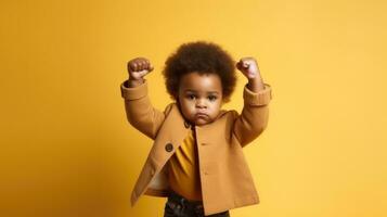 ai generado alegre niño celebra cultural orgullo durante negro historia mes. foto