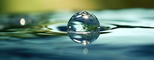 AI generated Pristine Water Droplet Poised on Surface in Macro Shot photo