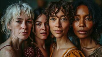 ai generado diverso generaciones de mujer juntos en fuerza y belleza foto