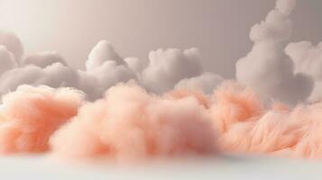 AI generated Soft Peach Clouds Drift in Dreamy Ethereal Abstraction. photo