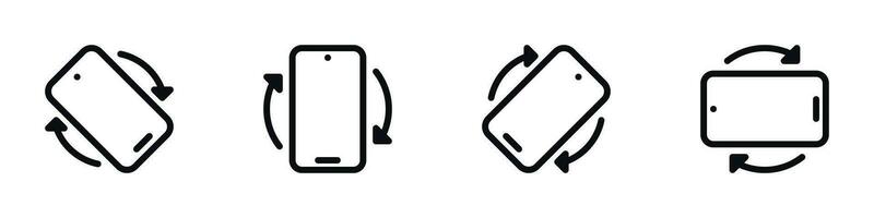 Smartphone Screen Orientation Icons - Landscape, Portrait, Auto Rotate Vector Graphics