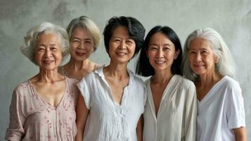 AI generated Portrait of Joyful Asian Women Across Generations Together photo