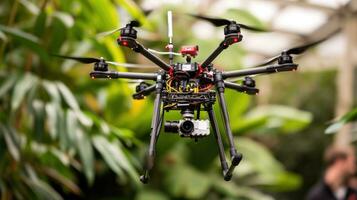 AI generated Advanced Drone Equipped with High-Resolution Camera in Flight photo