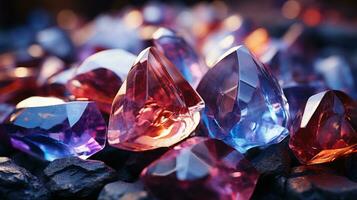 AI generated Colorful Gemstones Glisten, Signifying Opulence and Refined Luxury photo