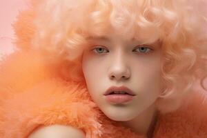 AI generated Ethereal Portrait in 2024's Trendy Peach Fuzz Color. photo