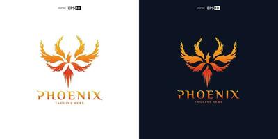 Phoenix rising Wings Logo fire design vector template. Luxury corporate Falcon Eagle Hawk bird Logotype concept icon.