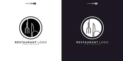 Restaurant logo with spoon and fork icon, modern concept vector