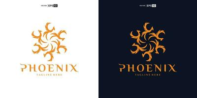 Phoenix Logo flying bird abstract design inspiration. Eagle falcon soaring Logotype concept icon. vector