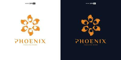 Phoenix Logo flying bird abstract design inspiration. Eagle falcon soaring Logotype concept icon. vector