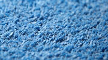 AI generated Macro Texture Detail of Soft Blue Plush Carpet Flooring. photo