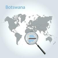 Magnified map Botswana with the flag of Botswana enlargement of maps, Vector Art