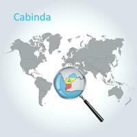 Magnified map Cabinda with the flag of Cabinda enlargement of maps, Vector Art