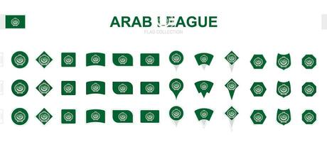 Large collection of Arab League flags of various shapes and effects. vector