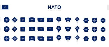 Large collection of Nato flags of various shapes and effects. vector