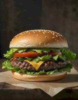 AI generated Realistic Eye Catching Burger photo