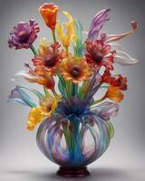 AI generated Blown-Glass Flower Bouquet in Photorealism photo