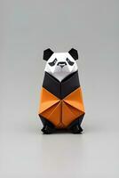 ai generado origami panda en ligero antecedentes foto