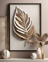 AI generated 3D Abstract Leaf Art photo