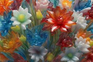 AI generated Blown-Glass Flower Bouquet in Photorealism photo