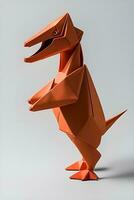 AI generated Origami dinosaur on light background photo