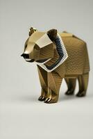 AI generated Origami bear on light background photo