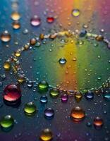 ai generado arco iris reflexiones de agua gotas foto