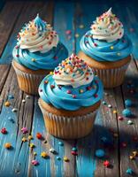 AI generated Delightful Colorful Cupcakes photo