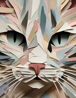 ai generado detallado papel collage Arte de un gato foto
