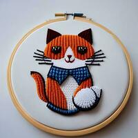 AI generated Whimsical Cross Stitch of Happy Fox photo