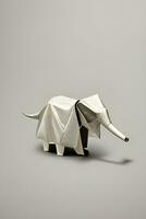 ai generado origami elefante en ligero antecedentes foto