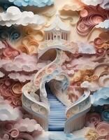 AI generated Paper Quilling of a Stairway photo