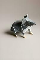 ai generado origami ratón en ligero antecedentes foto
