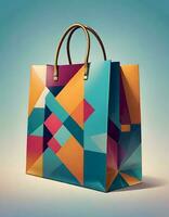 AI generated Shopping Bag with Geometric Shapes, Generative AI photo