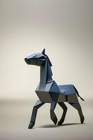 AI generated Origami horse on light background photo