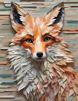 AI generated Detailed Paper Collage Art of a Fox photo