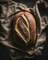 AI generated Rustic Sourdough Bread in Low Light photo