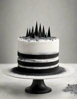 AI generated Black and White Handmade Cake photo