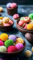 AI generated Colorful Assorted Candies as Background photo