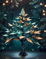 ai generado vistoso origami árbol foto